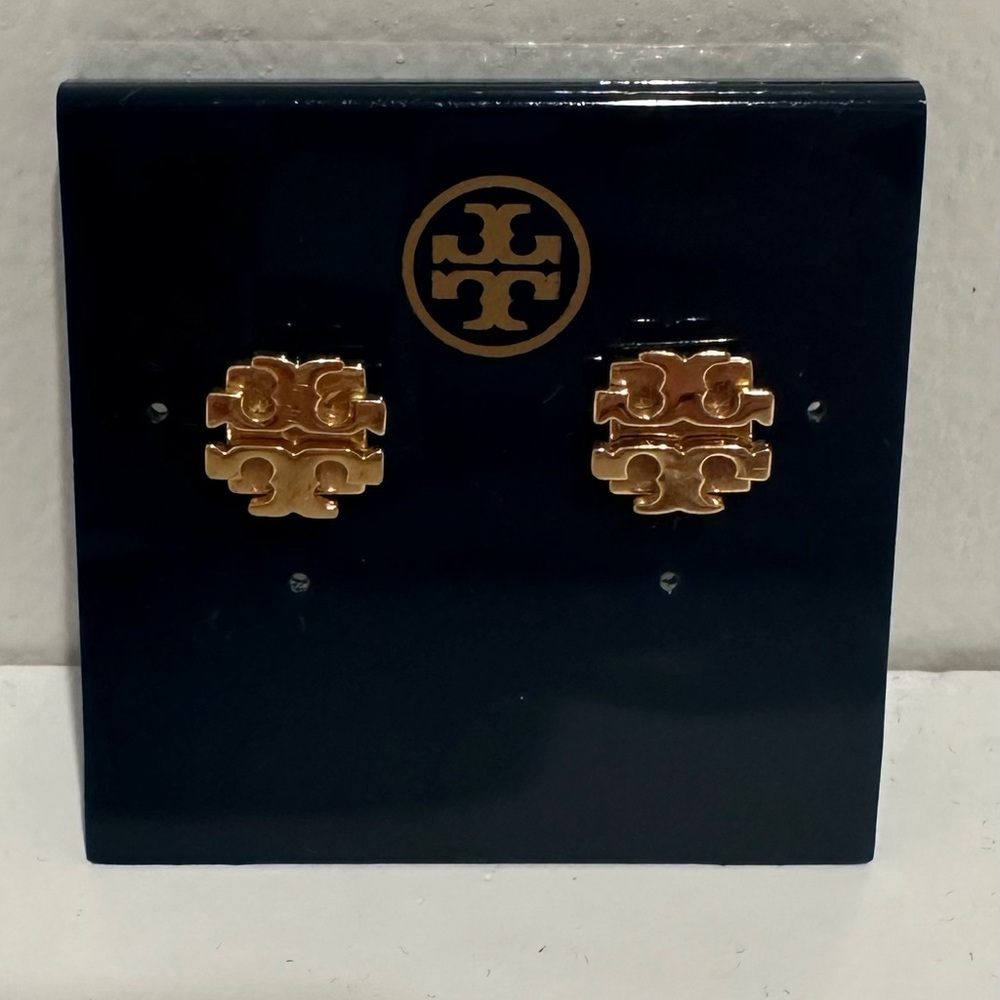 Tory Burch Gold Logo Stud Earrings